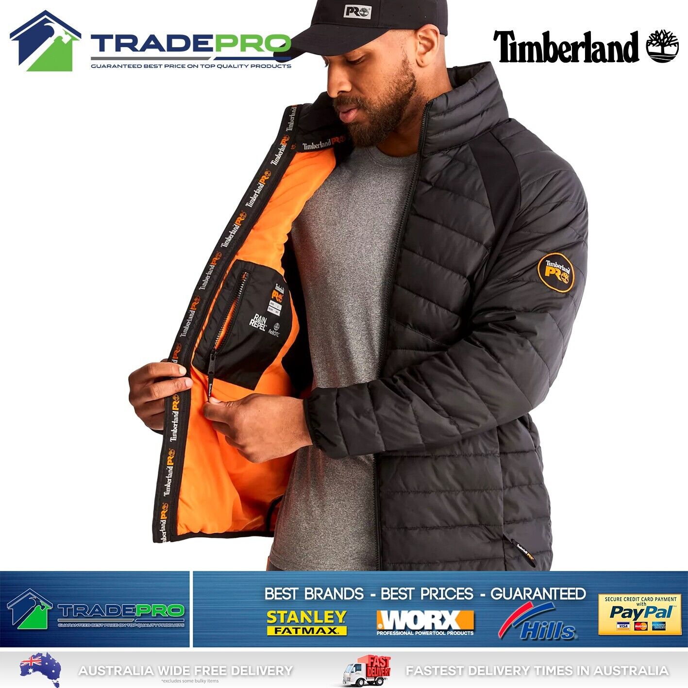 Timberland® Frostwall Jacket Tradies XL PRO Workwear Active Work Black Jumper