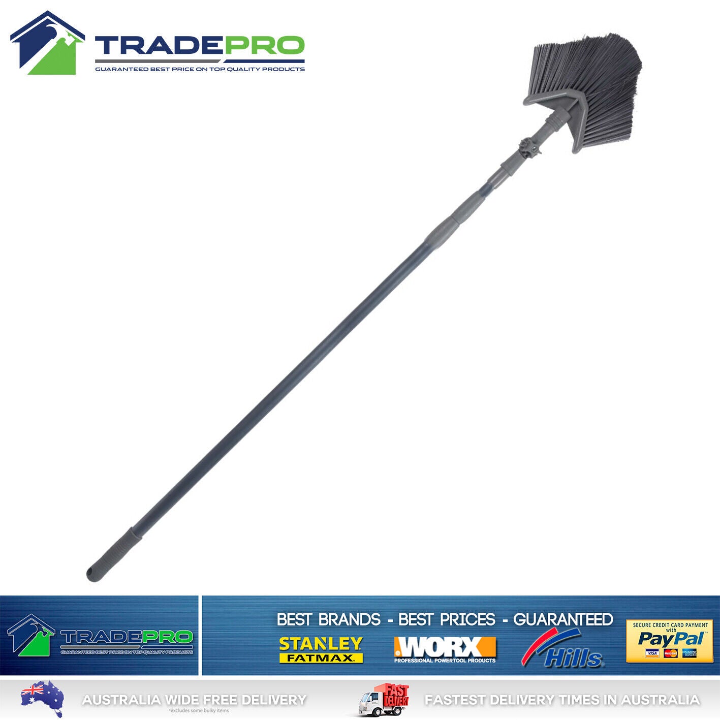 Cobweb Broom 1.4m with Extendable Telescopic Handle Interior Exterior Brush Head