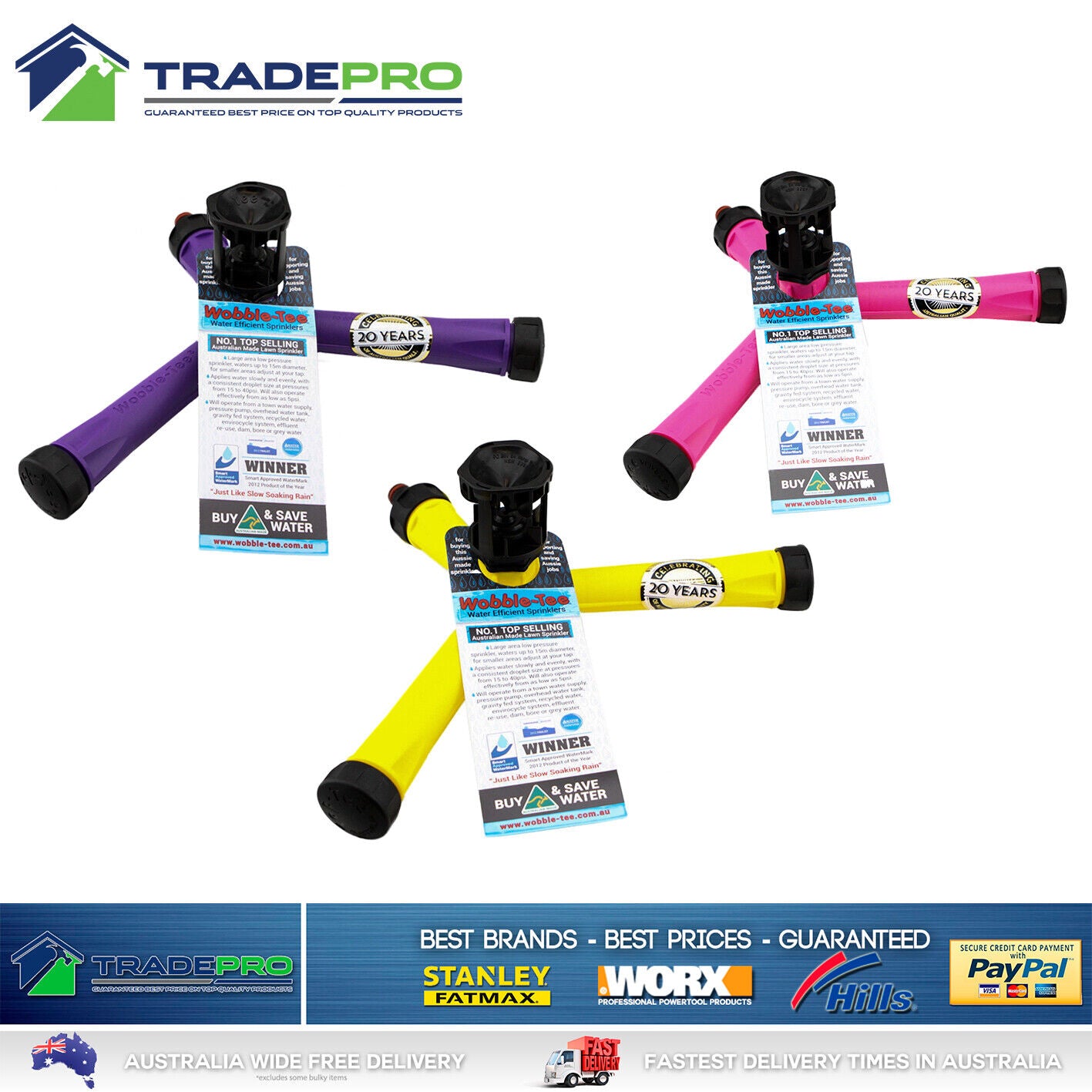 Wobble Tee Genuine Sprinkler New Aussie Model Water Saving Grass Lawn Garden