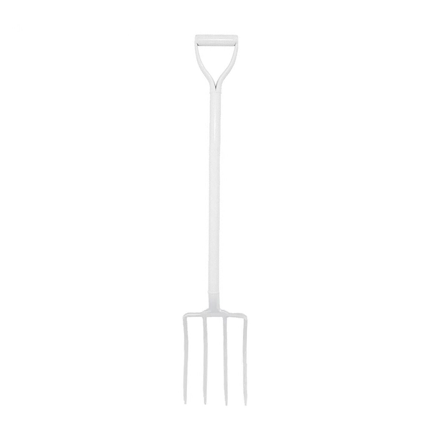 Garden Fork All Metal D Handle 4 Teeth Digging Garden Lawn White Airator PRO