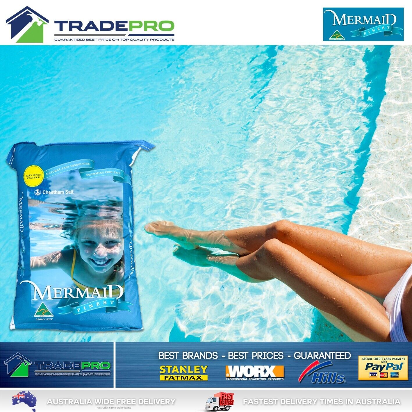 Pool Salt 20kg Bag Premium Fine Australian Made Mermaid Swimming Sodium Chloride