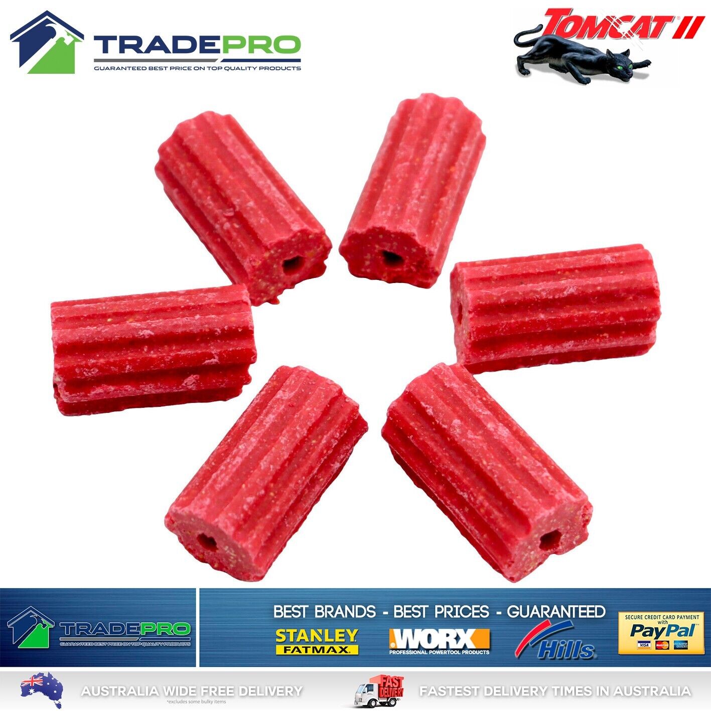 Tomcat II Ultra Fast Blox 800g Red Rat Bait Mouse Trap Poison Rodent Killer