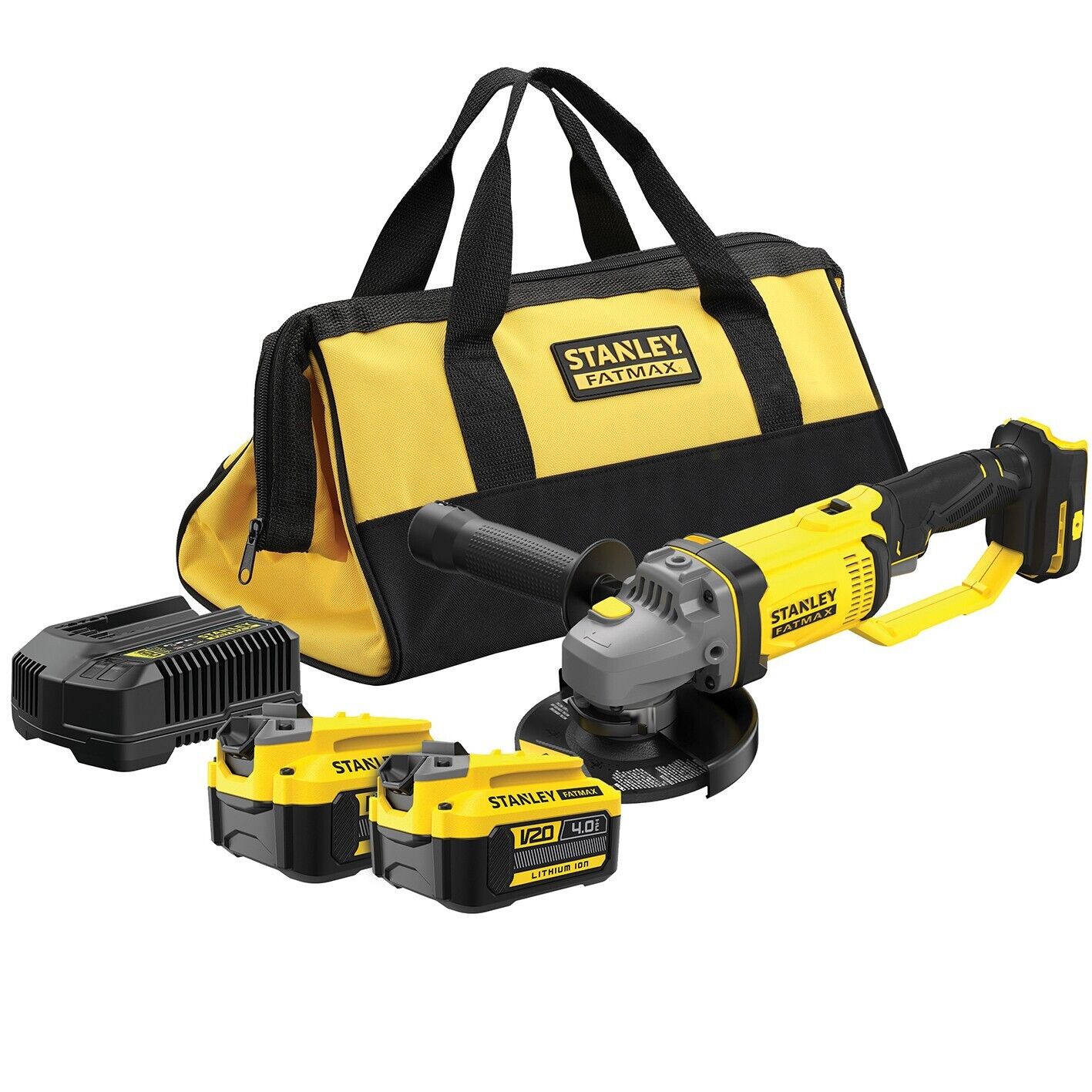 Stanley® Fatmax 18V Cordless 125mm Angle Grinder 2x 4.0Ah Batteries Charger