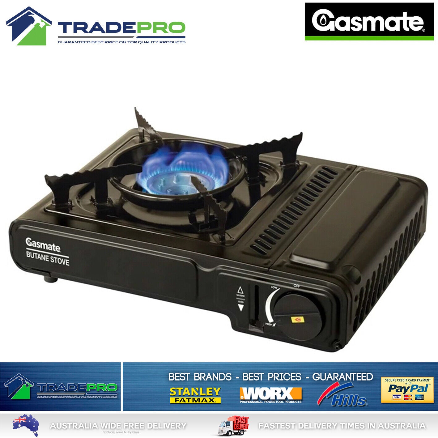 Butane Stove Portable Gasmate® Single Gas Burner Camp Cooker & Case AGA APPROVED