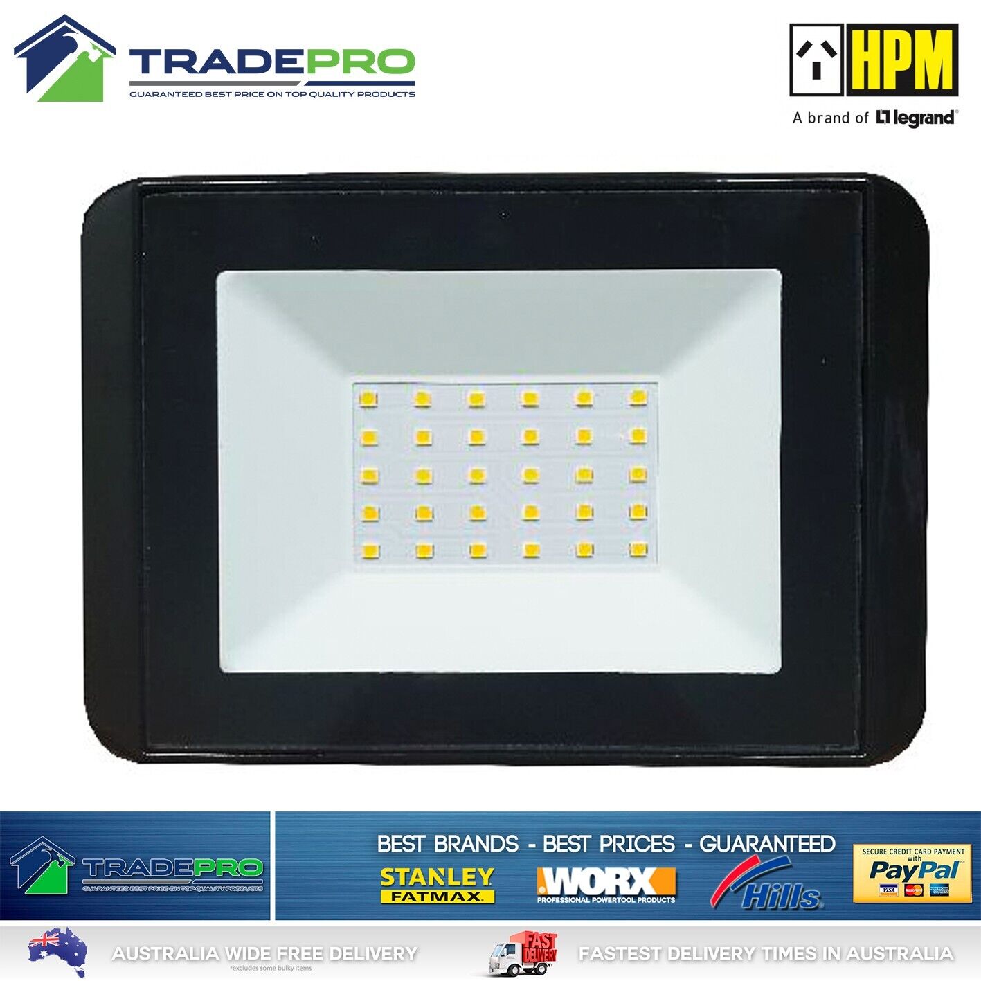 HPM LED Light Slim Fina Black 10W Sensor Outdoor Flex Plug Weather PRO