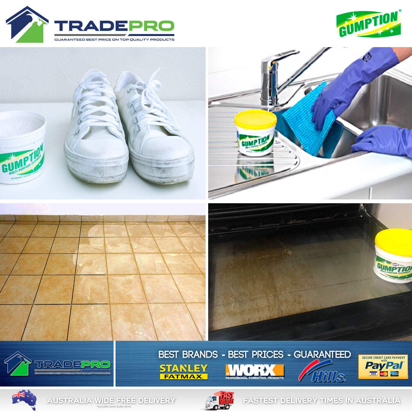 Gumption Paste Multipurpose Cleaner AUST MADE 500g Tub Kitchen Bathroom Tiles