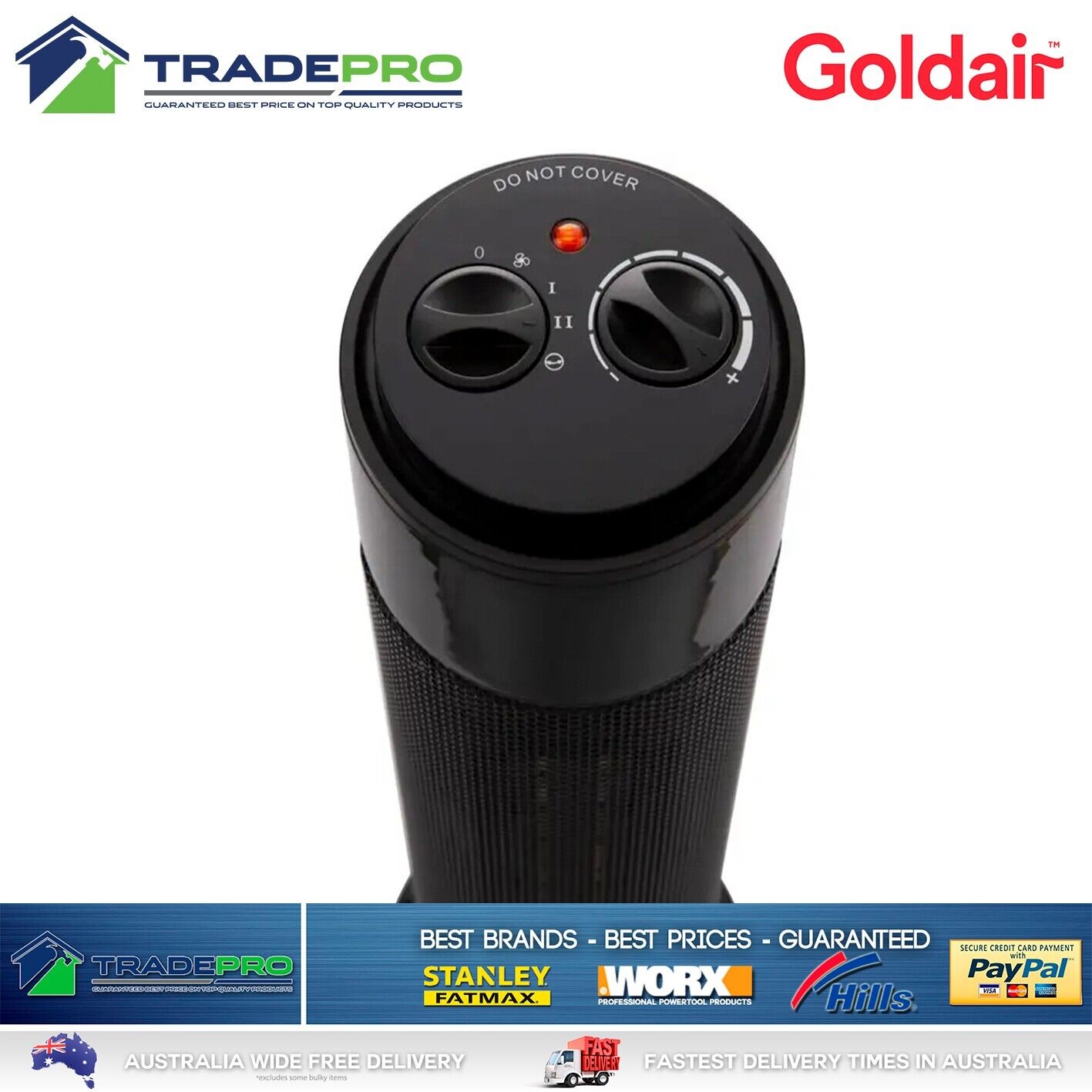 Tower Heater Electric Ceramic Goldair® Adjustable Large Warm Portable Oscillate