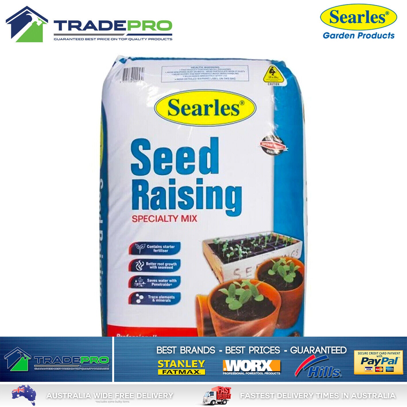 Seed Raising Mix 10L Searles Premium Potting Soil Cuttings Propagation Mixture