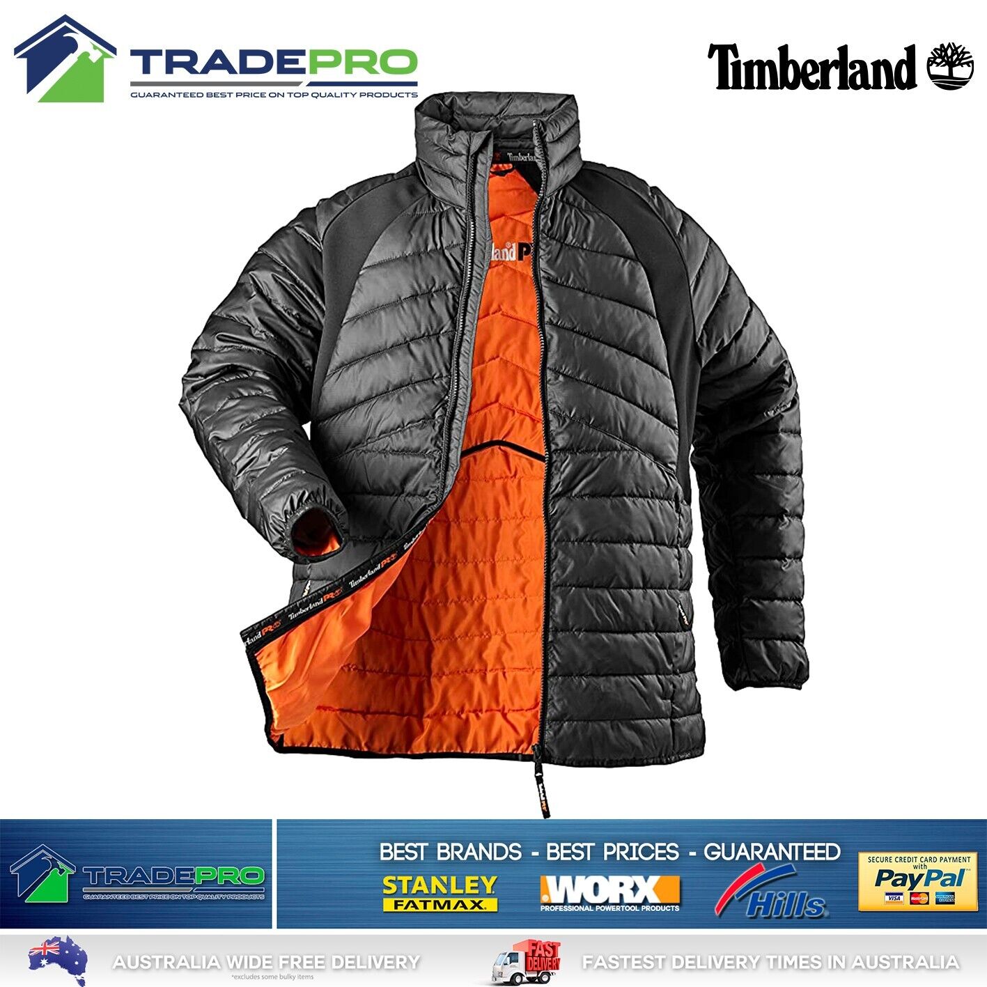 Timberland® Frostwall Jacket Tradies XL PRO Workwear Active Work Black Jumper