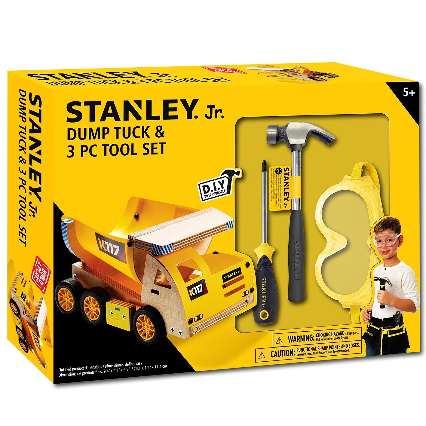 Stanley Kids DIY Wood Dump Truck & Tool Kit Hammer Screwdriver Set Child Toy PRO