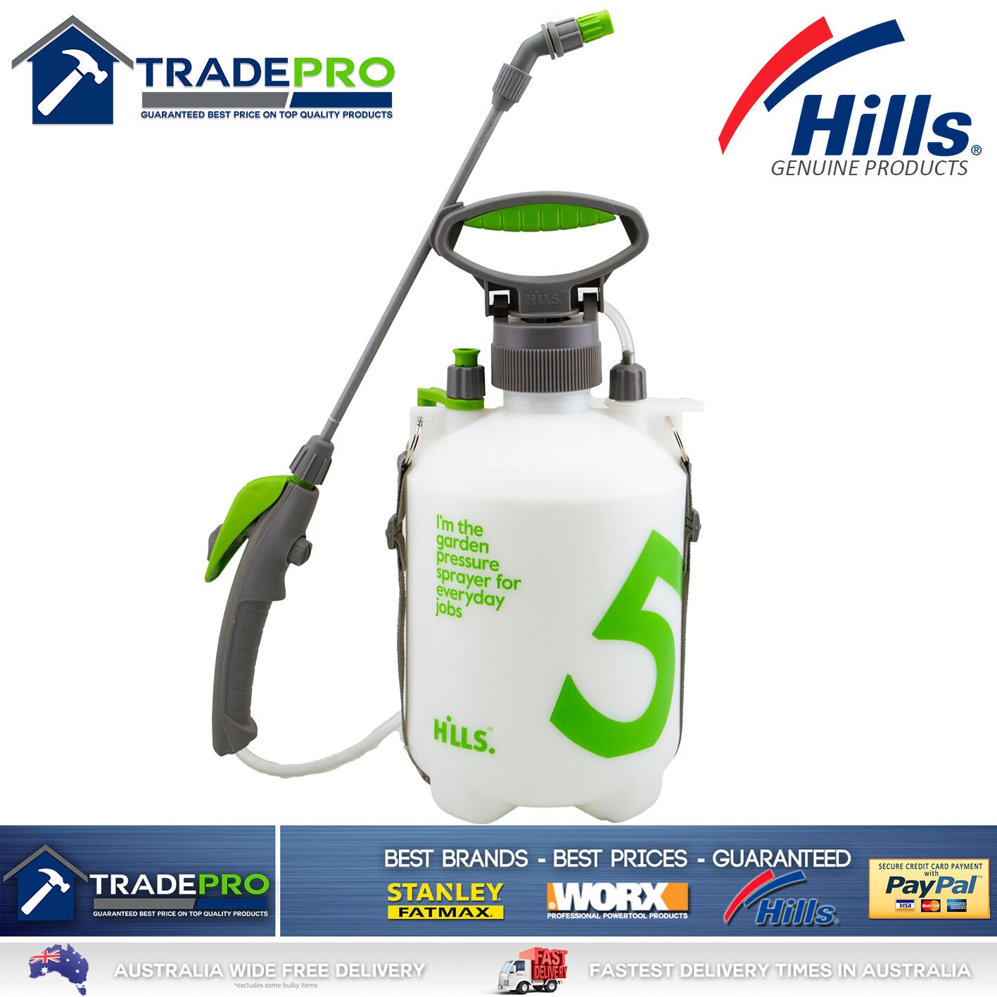 Hills 5Ltr Sprayer Professional Nozzle 5L Chemical Garden Pets 5 Litre Bottle