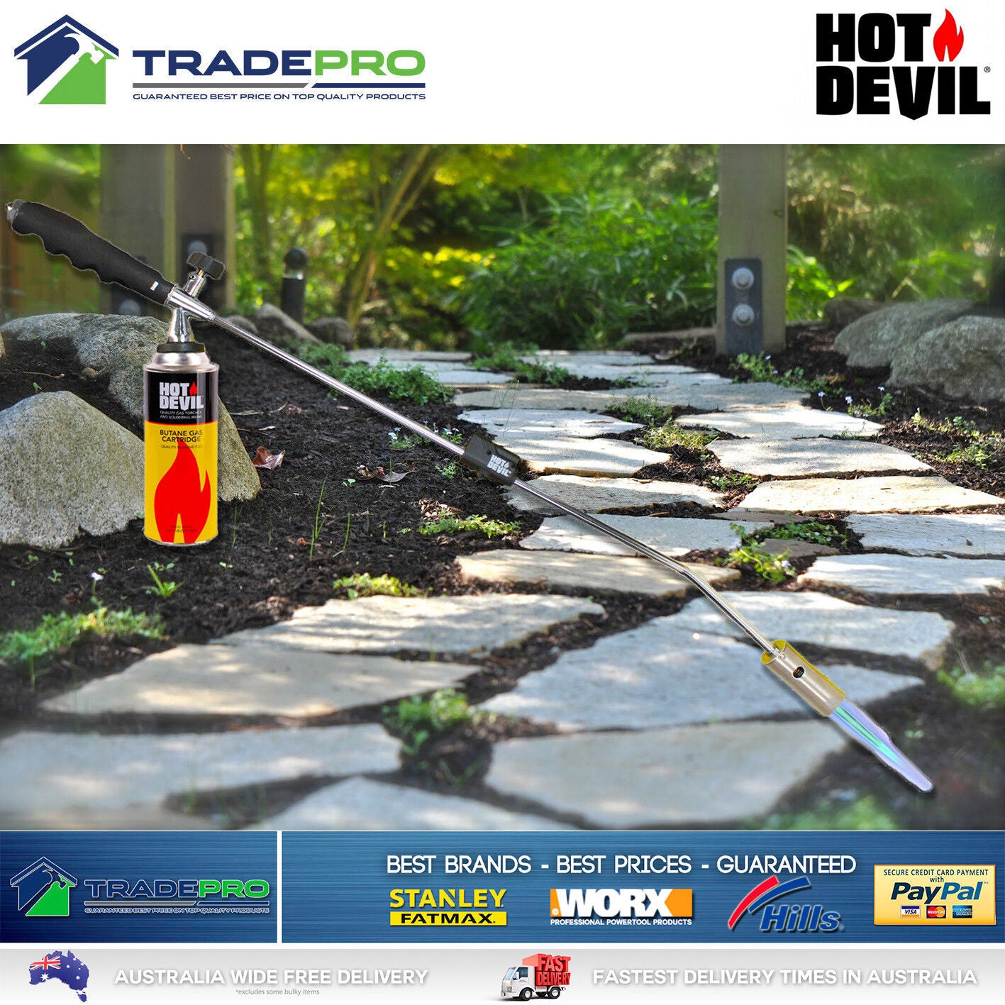 Weed Killer Hot Devil® PRO Grass Shrub Garden Kill Burner Kit Butane Gas Torch