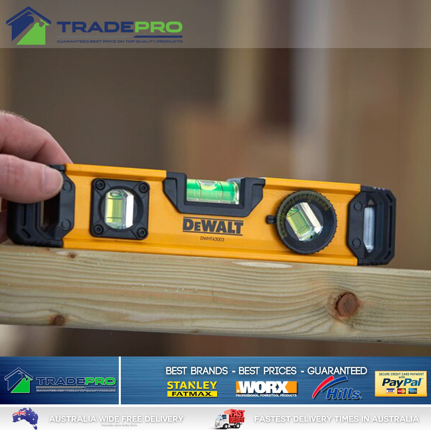 Torpedo Spirit Level Dewalt® 230mm 9" Magnetic Base Heavy Duty PRO Shock Proof