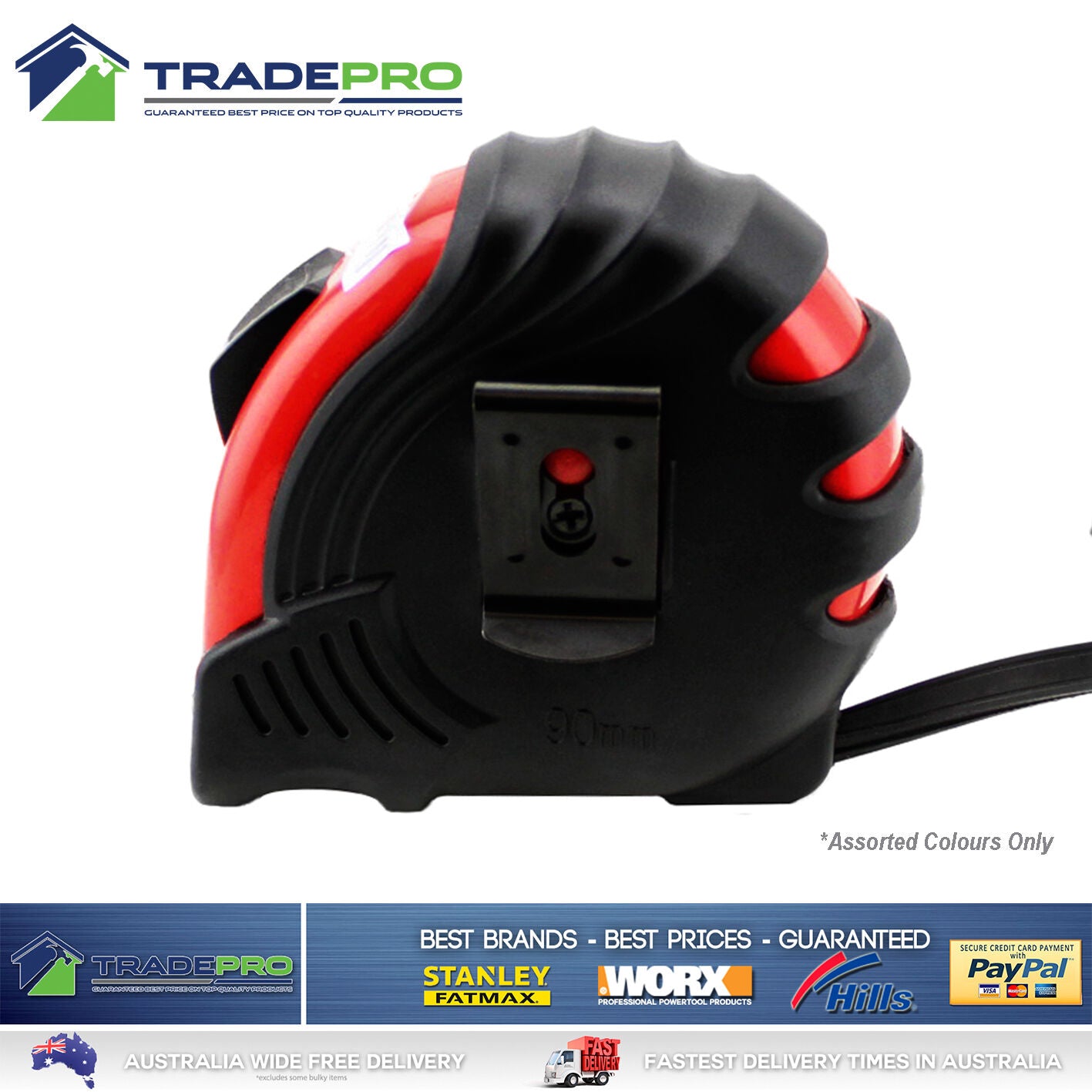 Tape Measure 8m Metric Medalist® H/Duty Rubber Grip with Blade Stop 8Mtr Metre