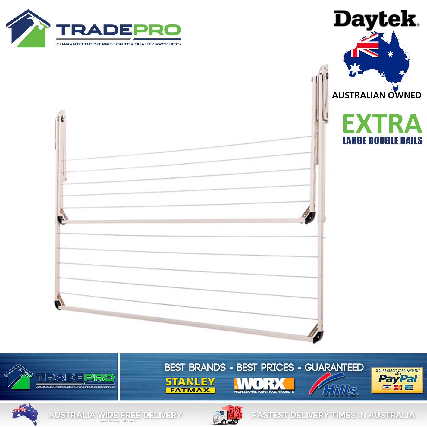 Double Folding Frame Clothesline Premium Fold Down Everyday Clothes Line