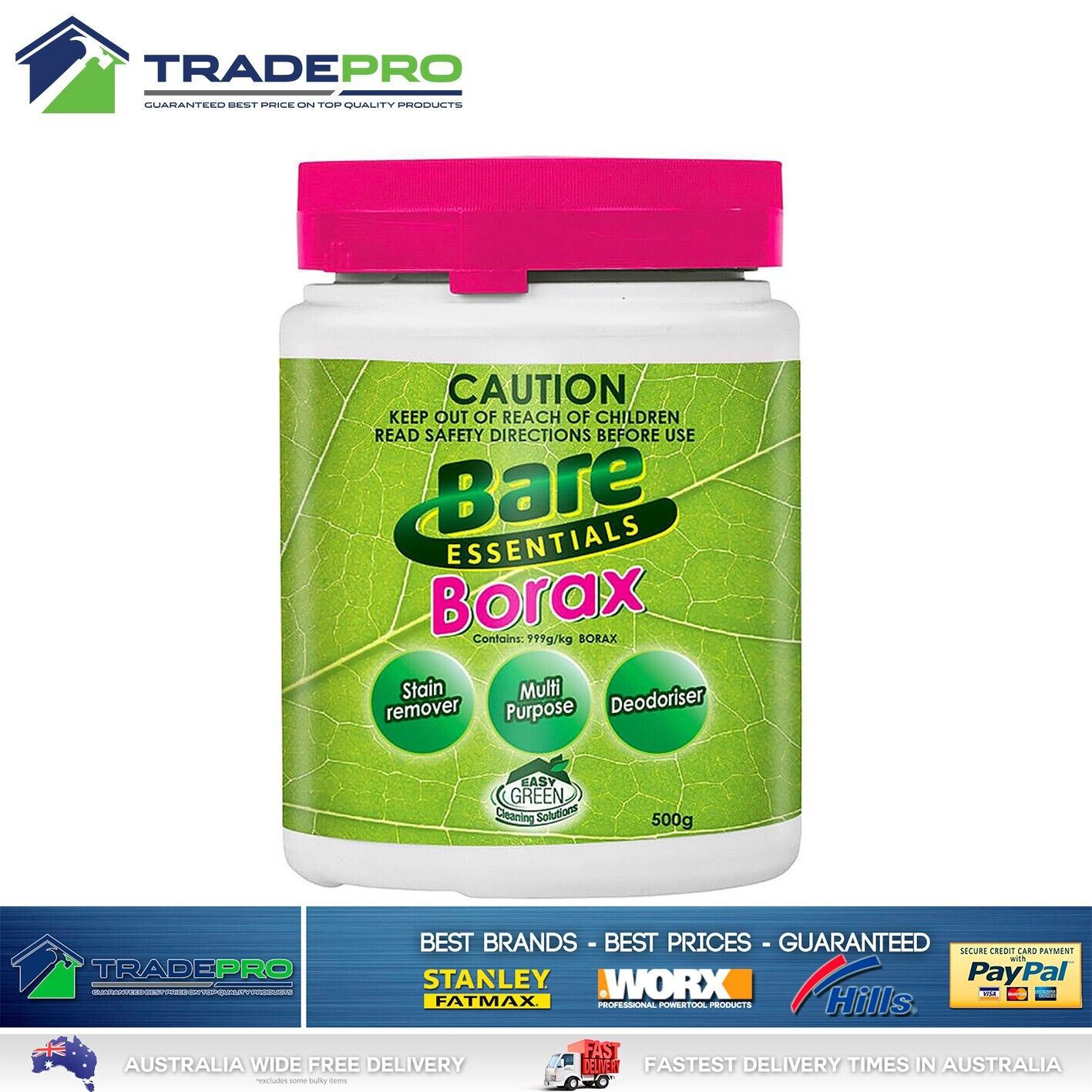 Stain Remover Pure Borax 500g PRO Deodoriser Insect Killer Weed Control Slime