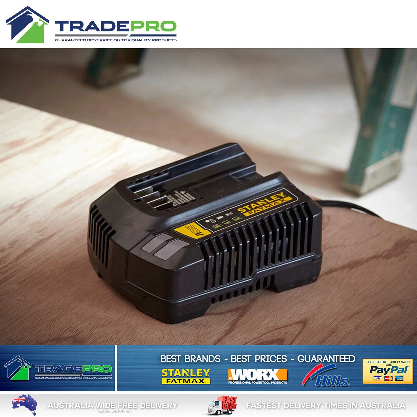 Stanley® Fatmax Genuine 18V V20 4.0Ah Li-Ion Battery & Charger Kit Rechargeable