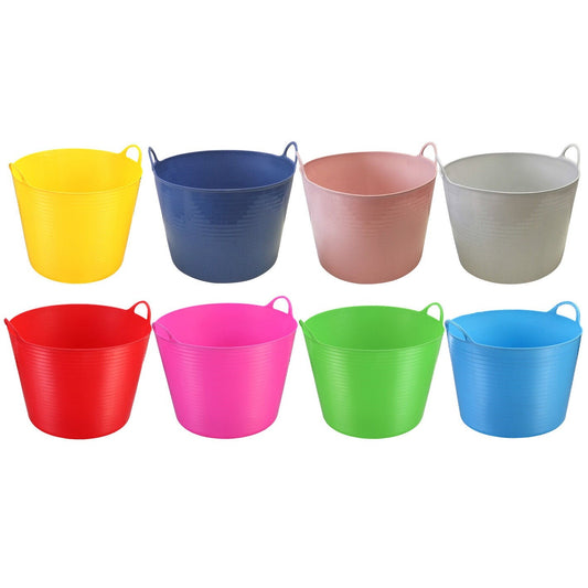 6x Flexi Tub PRO 16Ltr Tough Bucket Flexible Storage Container Trug Bin 16L