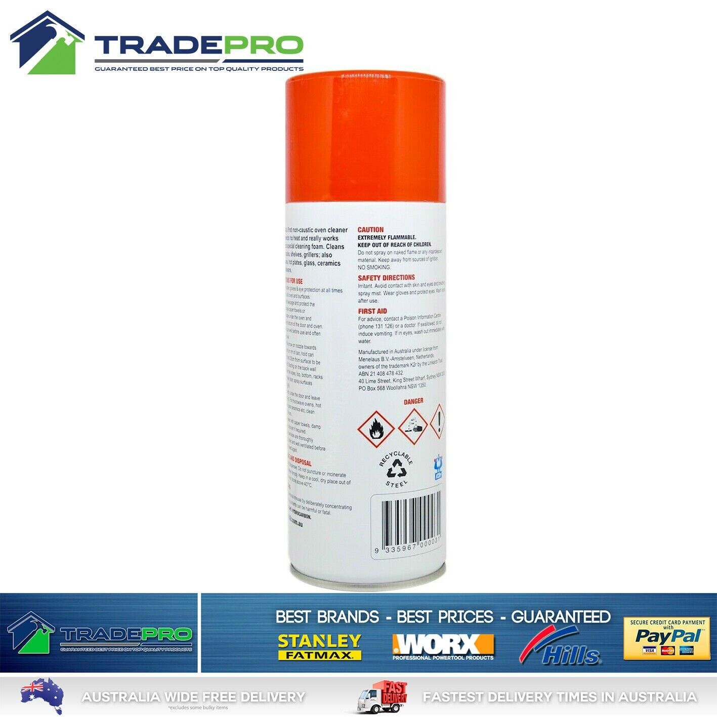 K2R Oven & Microwave Non Caustic Cleaner 400G Active Foam Bbq Pots Pans Dishes