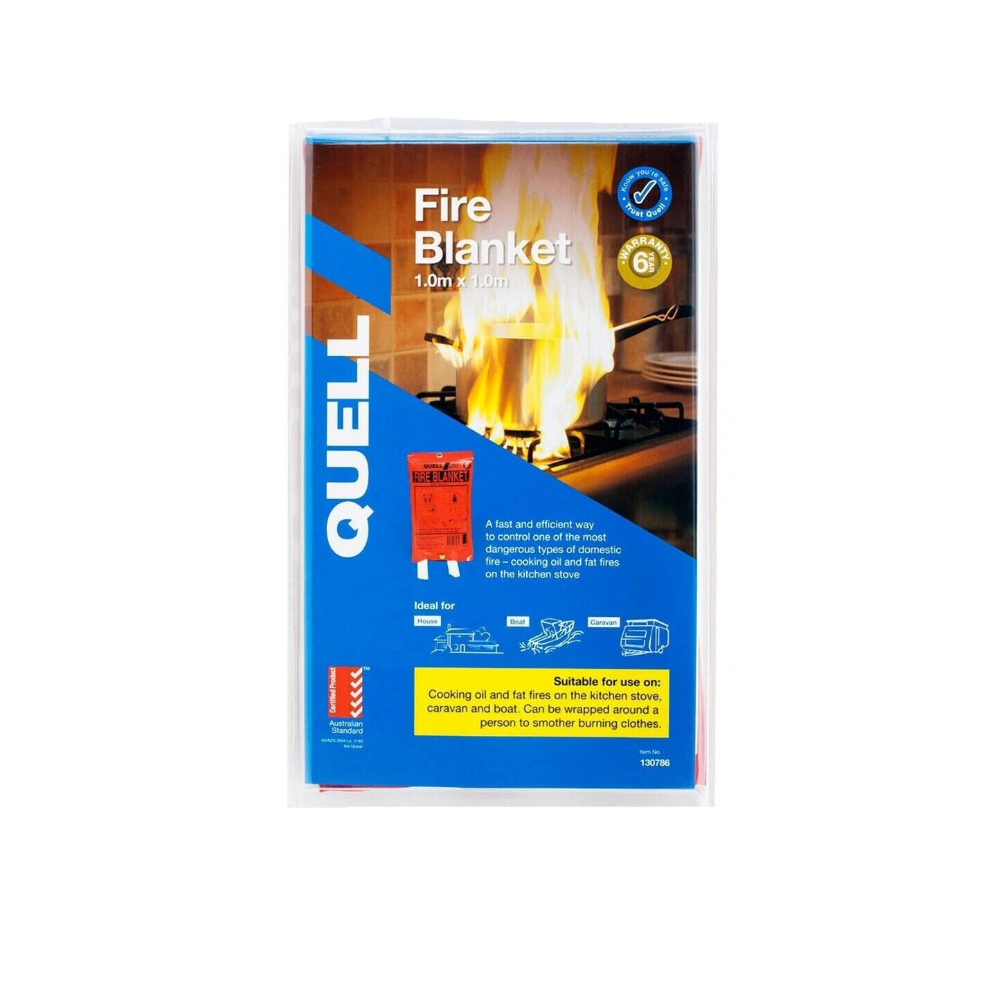 Fire Blanket Quell Chubb Premium Large 1Mtr Safety Kitchen Fire Extinguiser Rug