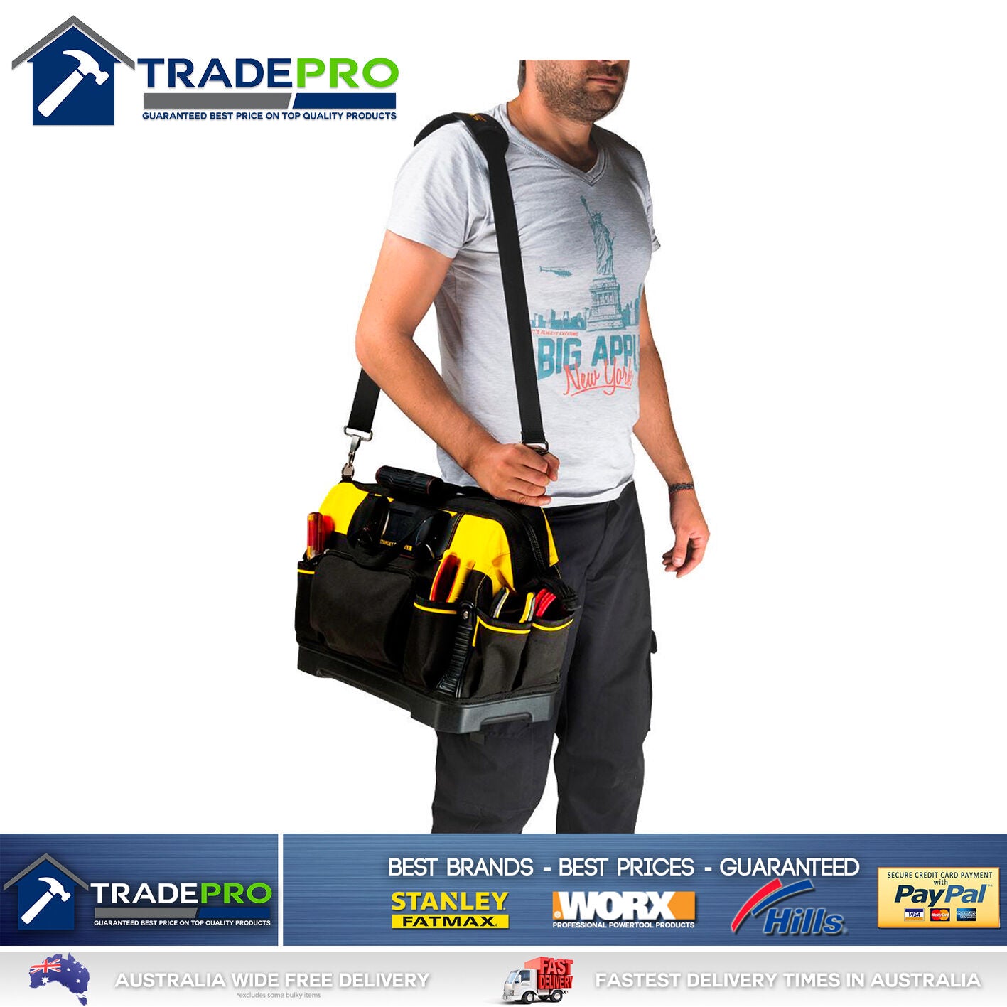 Stanley Tool Bag Tote 18" 460mm Genuine Fatmax® Hard Base XL Organiser 1-93-950