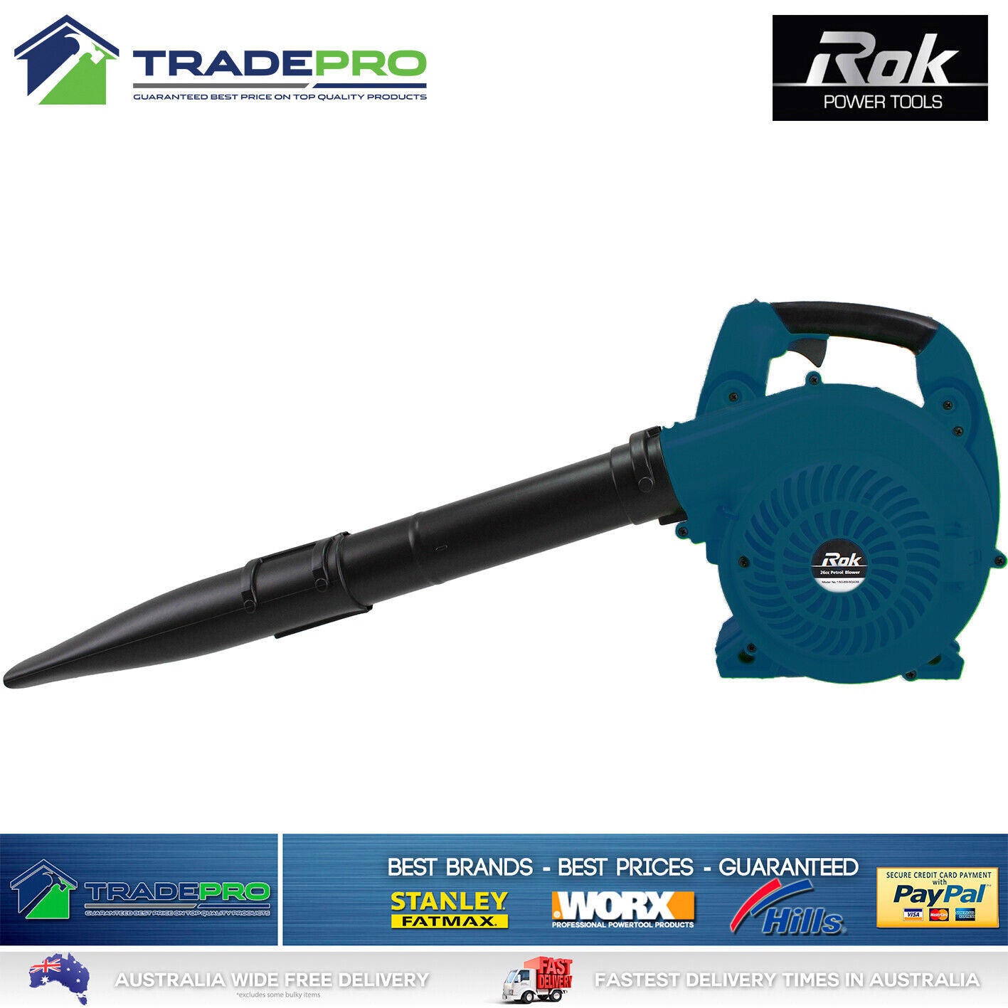 Blower Genuine Rok® Petrol 2 Stroke 26cc HiTorque Cordless Garden Leaf 6357255