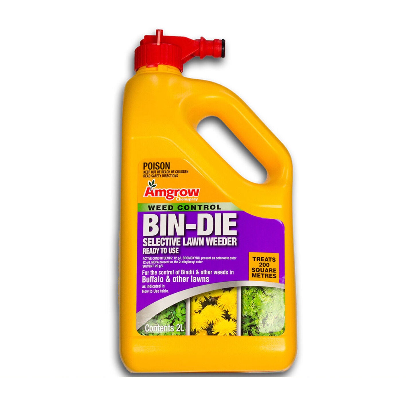 Bin-Die Clover Oxalis Bindi Killer Selective Lawn Weed Kill 2L Buffalo Safe Hose