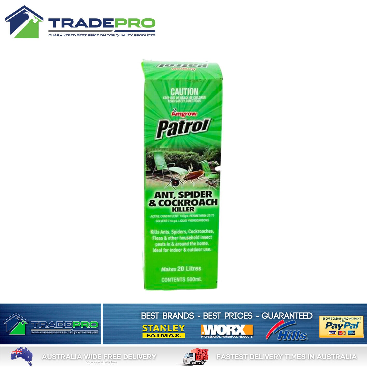 Patrol Ant Spider Cockroach Concentrate 500ml 2 Month Insect Killer Low odour
