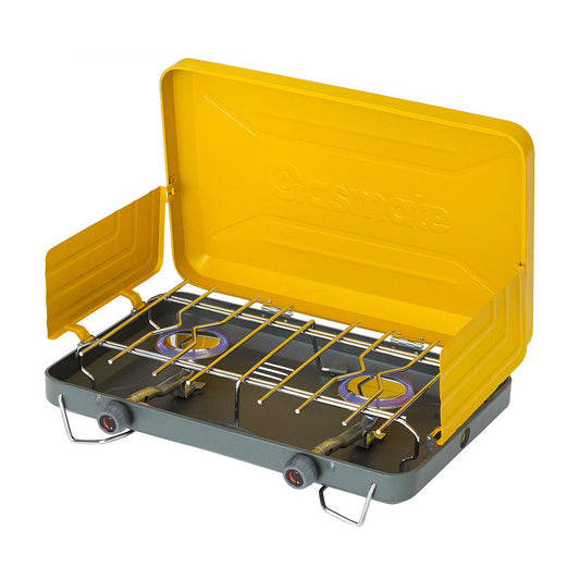 Gas Stove Gasmate® Turbo 2 Burner Camping Portable Cooker BBQ & Gas Hose CS1095