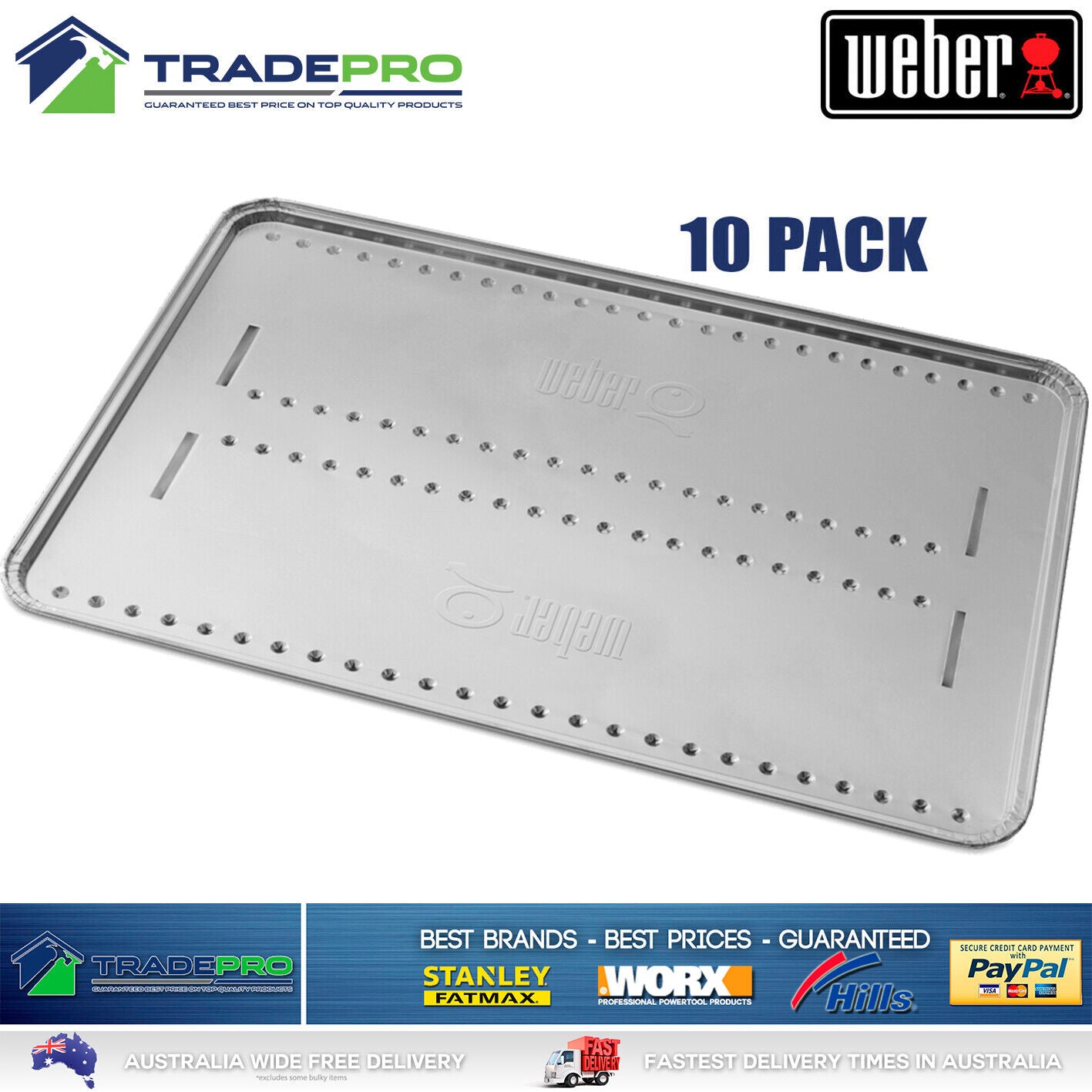 Weber Premium Convection Trays BBQ 10pk for Q2000 Q2200 Roasting Foil Baking PRO
