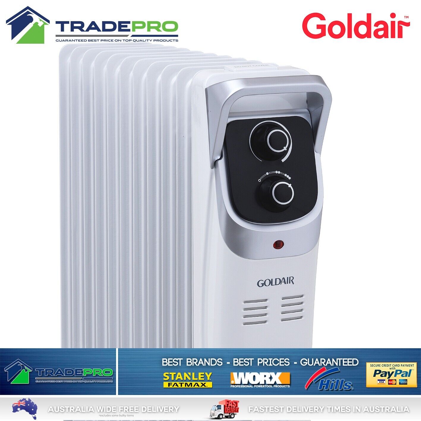 Goldair Genuine 11 Fin Tower Heater Column Portable Thermostat Home Slim Oil PRO