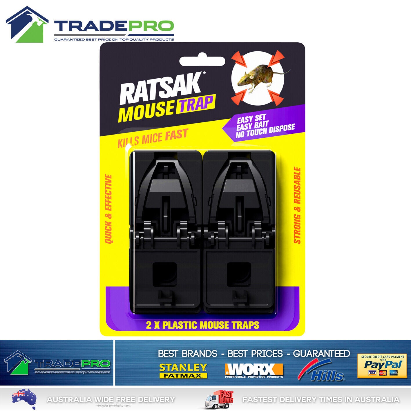 2pc Mouse Trap Ratsak® No Touch Reusable Easy Bait Mice Rat Capture Animal Pest