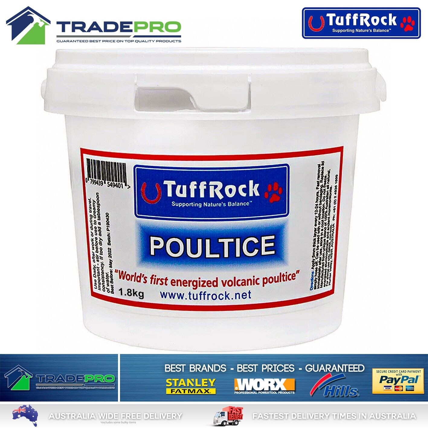 Tuffrock Poultice 1.8kg Equine Horse Wound Dressing Swell Healer Recovery PRO