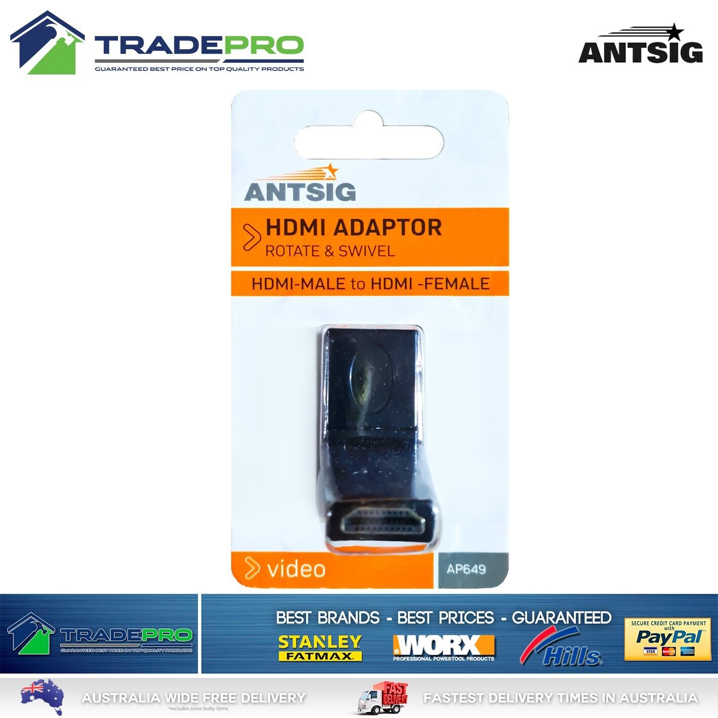 HDMI TV Adaptor Antsig Rotate Or Swivel Input Male to Female Socket Plug PRO
