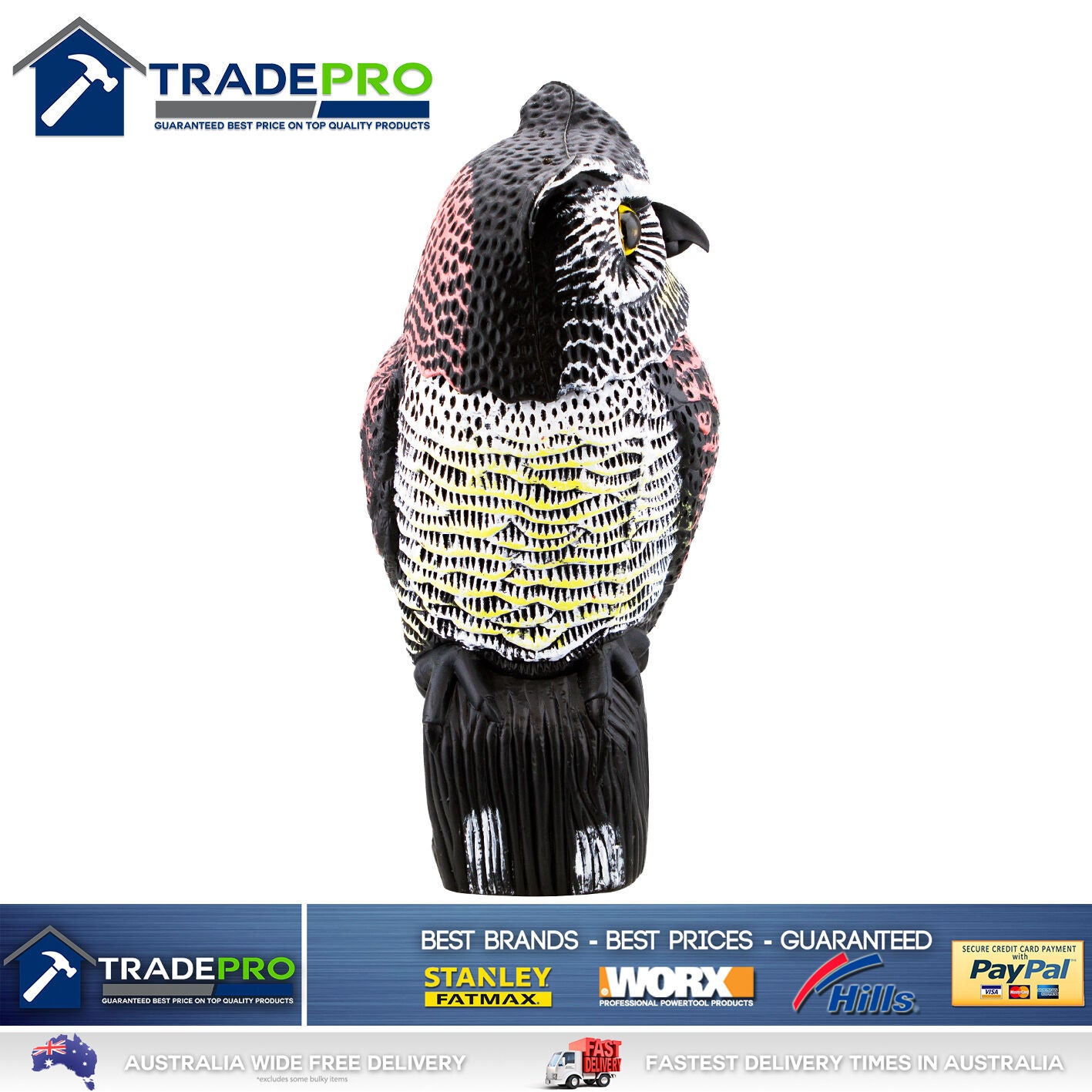 Scare Owl Rotating Head Large 40cm REALISTIC Possum Rodent Bird Pest Deterrent