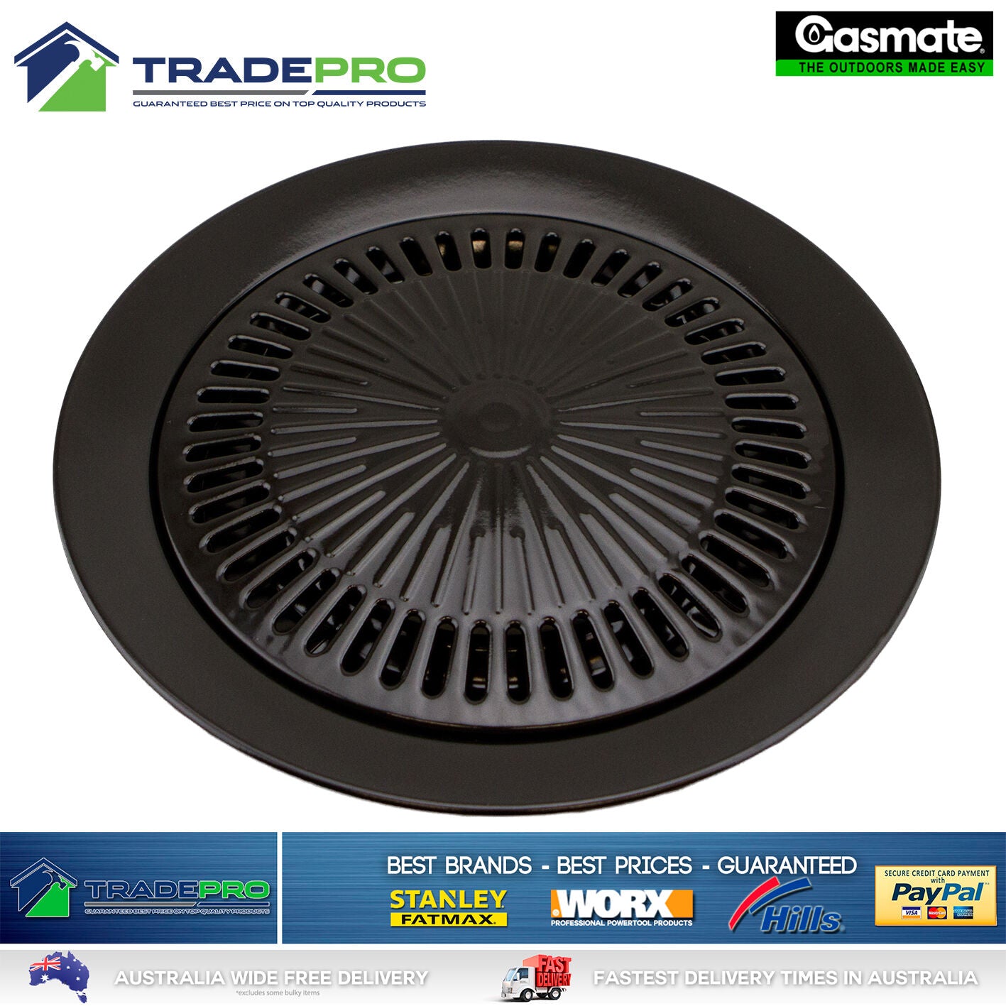 Butane Stove Gasmate® Gas Grill Top Griddle Pan BBQ Porcelain Plate No Stick Fat