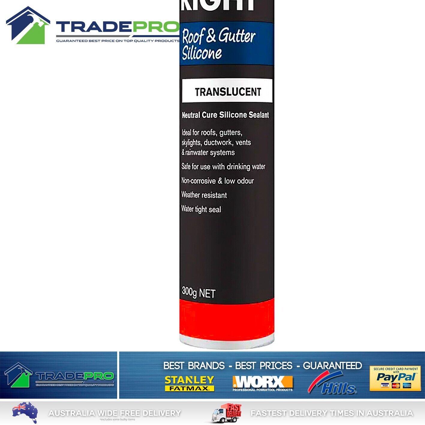 Roof & Gutter 300g Seal Silicone Transparent Clear Sealant Sealer PRO