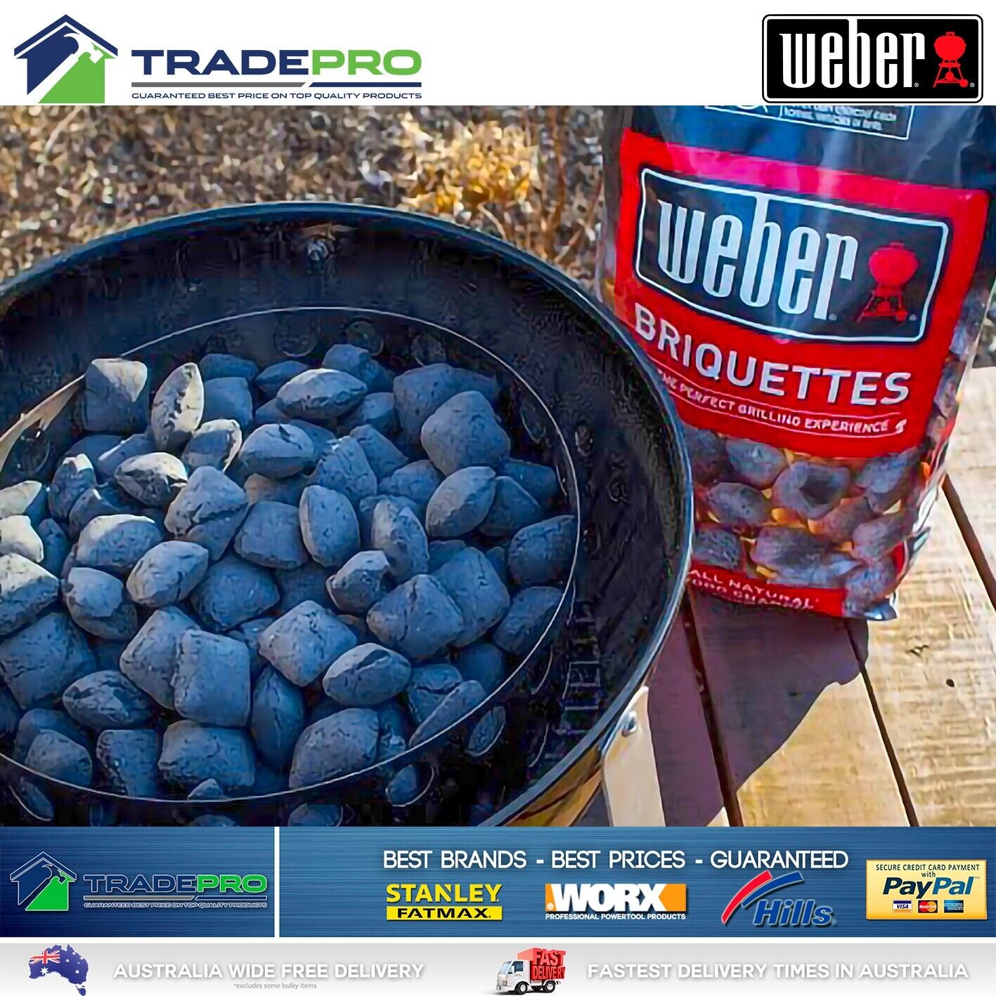 Weber Heat Beads BBQ Briquettes 10kg PRO Burn Low Odour Kettle Cooking Charcoal