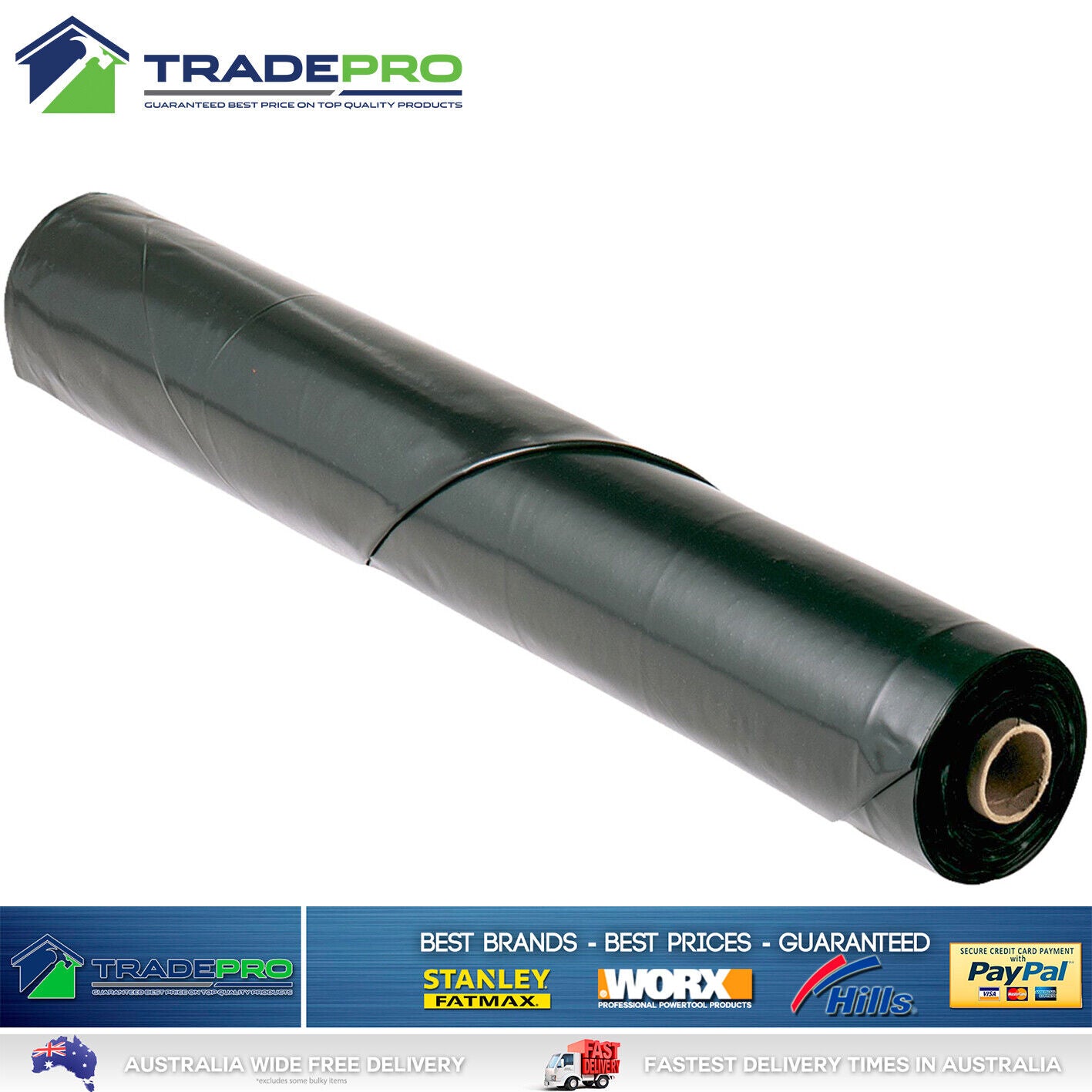 Black Polythene Plastic Roll 2M x 100um x 100M Garden Landscaping Builders Film
