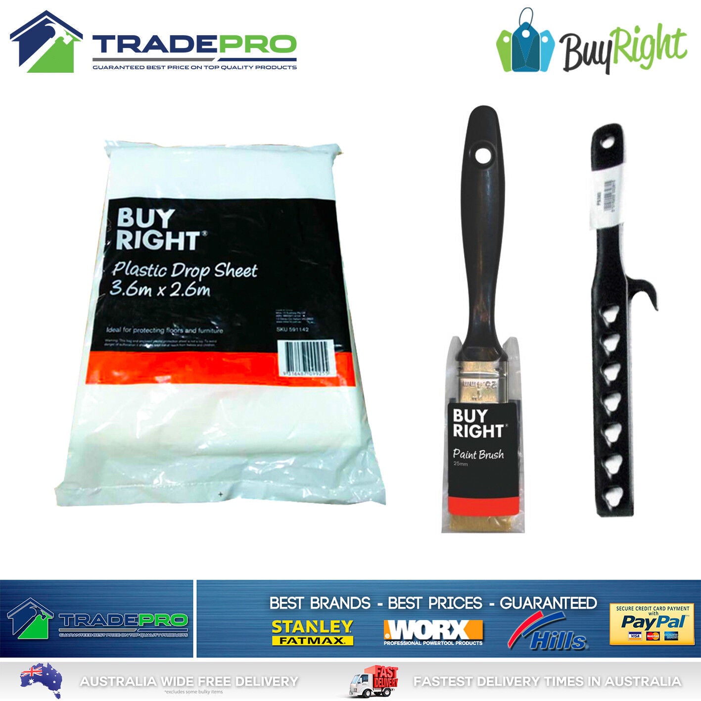 Paint Roller Kit 8pc 230mm 9" Brush Masking Tape Stirrer Roller Cover 5557897