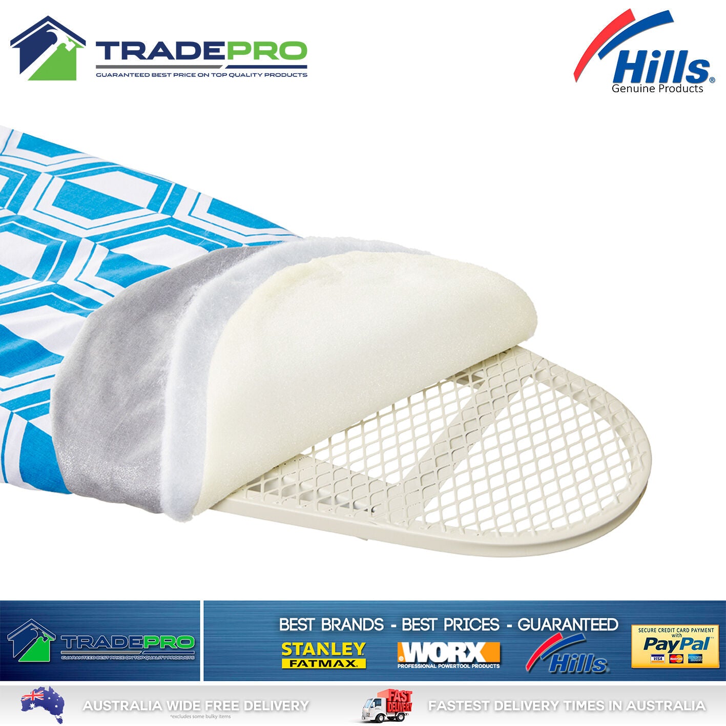 Hills® Ironing Board Large with Sliding Caddy Professional with Bonuses