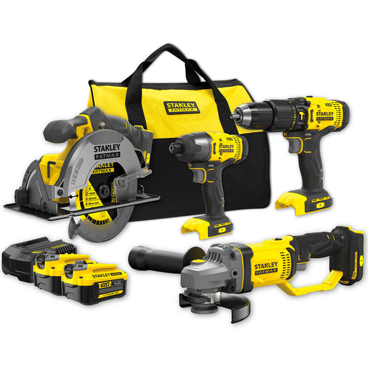 Stanley® Combo Kit 8pc 18V Fatmax Drill Impact Driver Grinder Circular Saw Set
