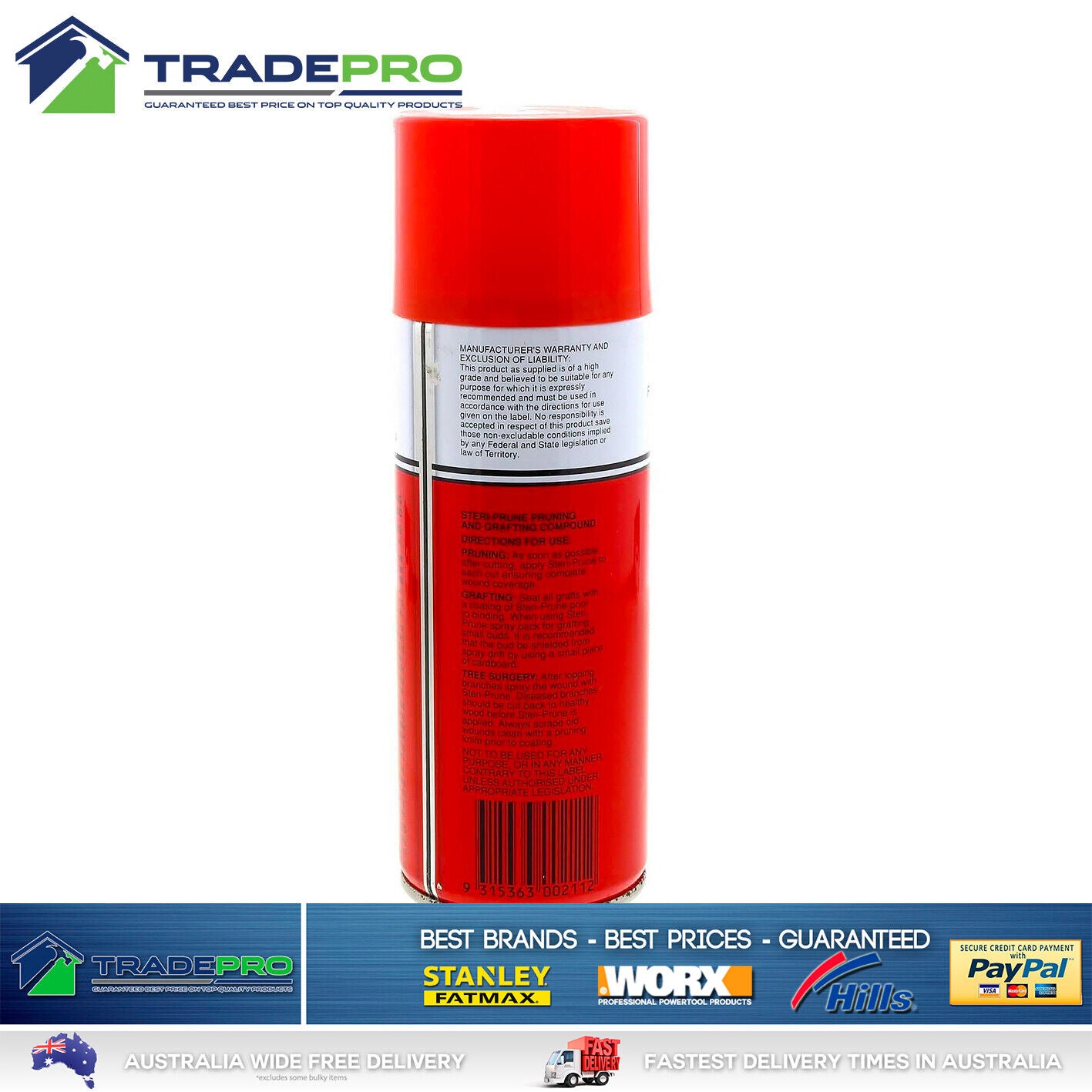 Steri Prune Pruning & Grafting 250g Spray Bitumen Plant Tree Limb Seal Compound