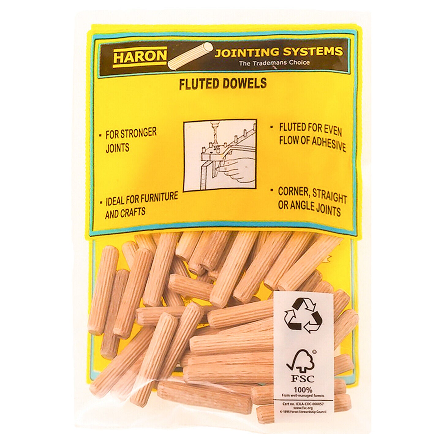 Dowels 6mm x32mm 150PC Fluted Wooden Hardwood Timber Dowel Pins Craft Cabinet