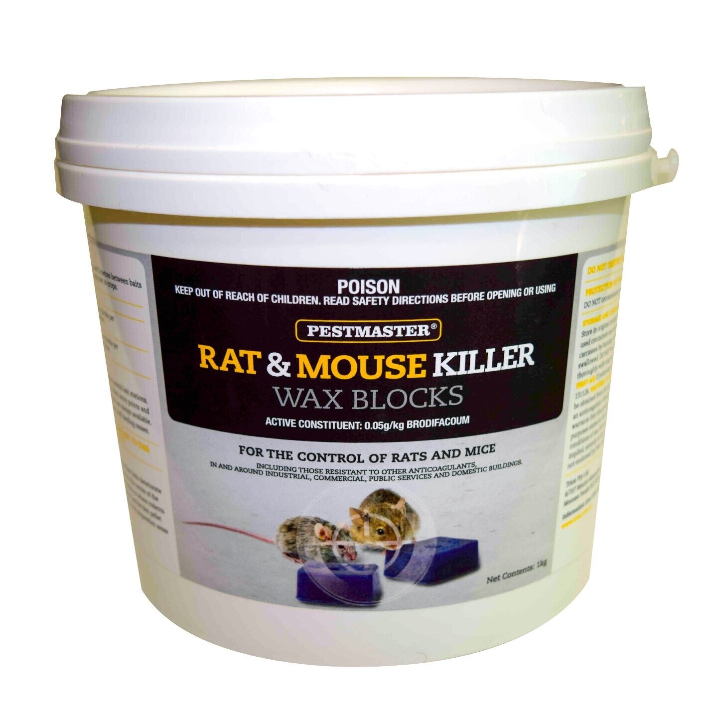 Pestmaster All Weather Wax Blox 1kg Rat Bait Mouse Blocks Poison Rodent Killer