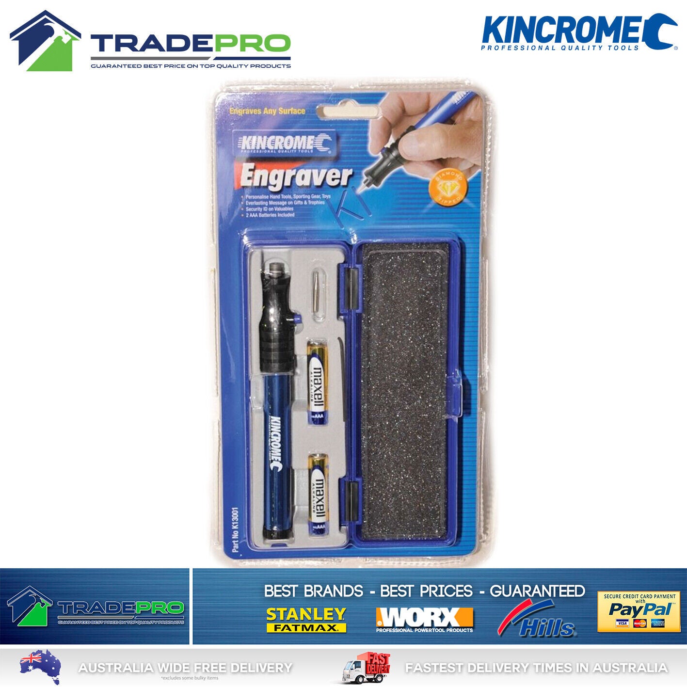 Kincrome Engraver Kit Genuine PRO Diamond Tip All Purpose Hobby Set 15000rpm