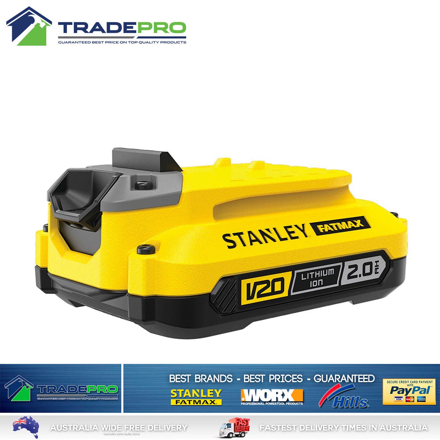 Stanley® Fatmax Genuine 18V 2x 2.0Ah Li-ion Battery and Charger Kit Rechargeable