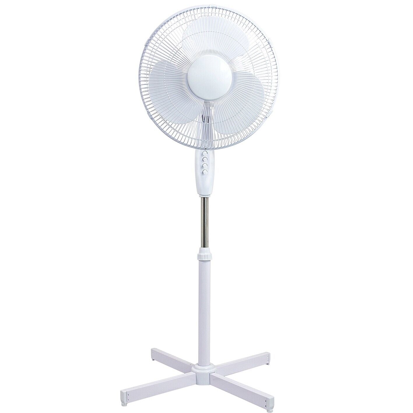 Pedestal Fan 40cm 16" White 3 Speed Adjust Height Oscillation & Tilt