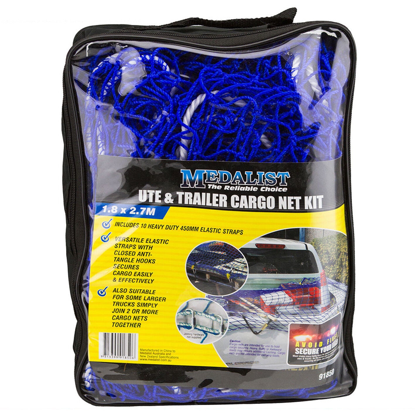 Cargo Net Ute Trailer Heavy Duty 1.8x2.7m Aust Legal with 10x H/Duty Tie Downs