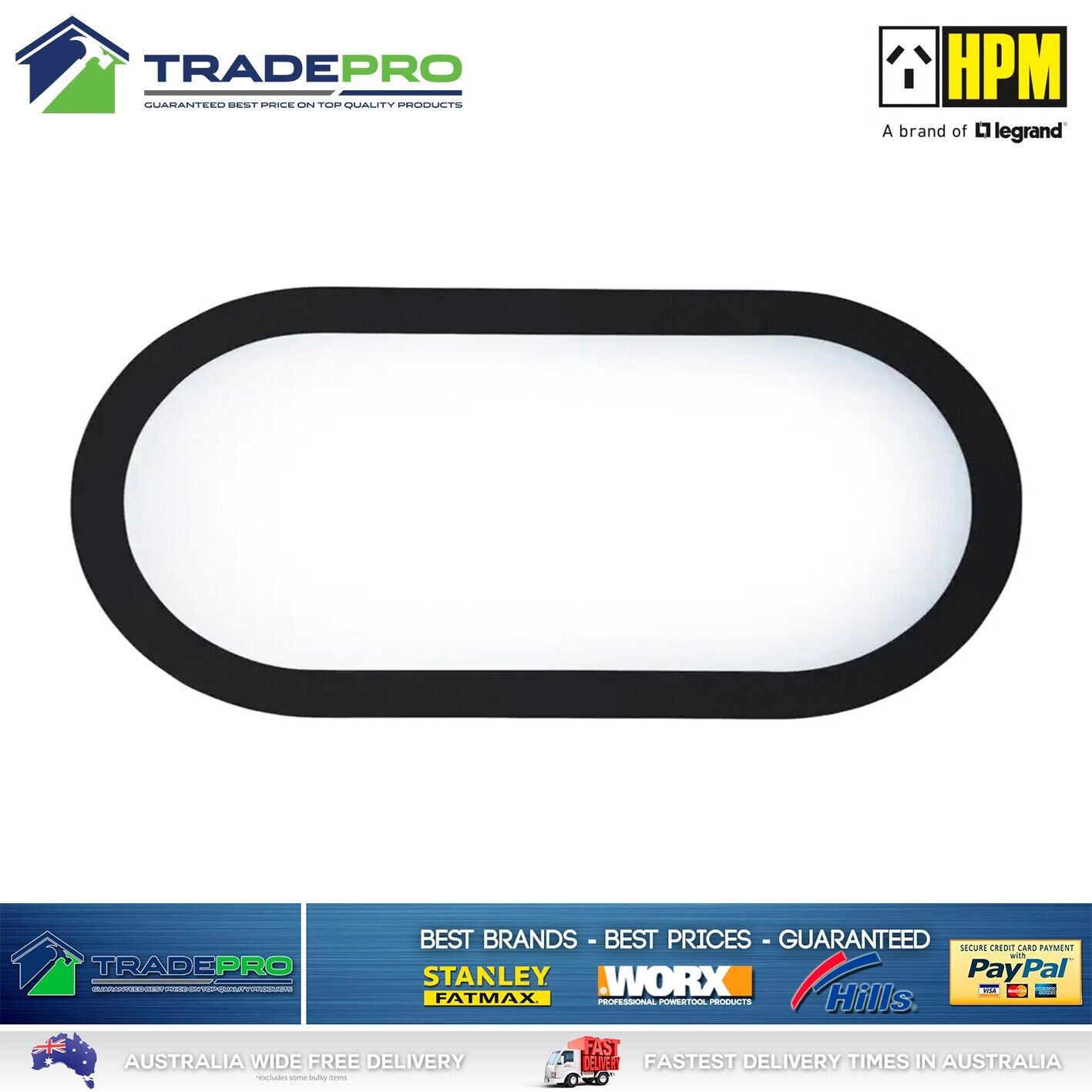 HPM LED Light Bunker Slim Black 7W Sensor Outdoor Security Weather Resistant PRO